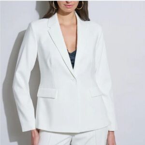 Elie Tahari White Tailored One-Button Blazer Women Size S